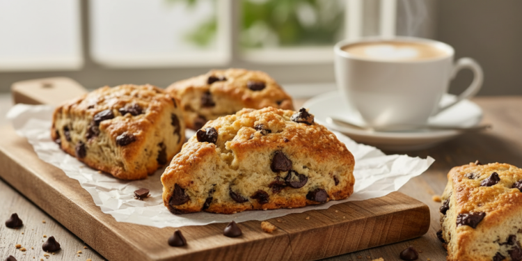 homemade chocolate chip scones, easy breakfast baking, freezer friendly scones, buttery scone recipe, weekend brunch ideas, pantry staple baking